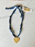 Navy Denim - Large Heart Pendant
