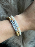 Chunky Bold Freshwater Pearl & WORD BRACELETS