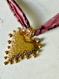 Cranberry Mauve - Large Hammered Bubble Heart