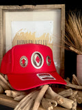Concho "Jeweled" Trucker - [Red & Silver]