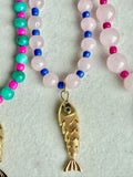 Gemstone & Gold Fish Necklaces