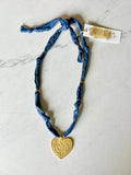 Navy Denim - Large Heart Pendant