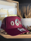 Concho "Jeweled" Trucker - [Maroon & Silver]