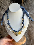 Denim Navy Bandana Charm Necklace