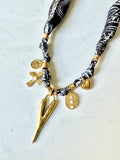 Silkies Bandana Necklace - Black & White (5 Charms)