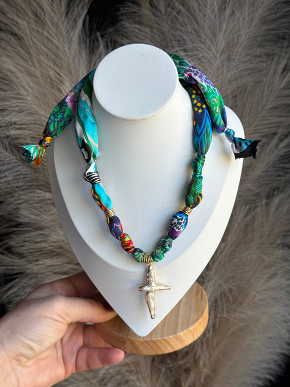 Multi Color #1 Silky Bandana Charm Necklace