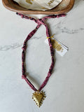 Cranberry Mauve - Large Hammered Bubble Heart