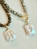 Beaded GEMSTONE & Pearl Pendant Necklaces (pick charm placement)