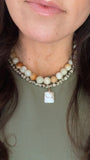 Beaded GEMSTONE & Pearl Pendant Necklaces (pick charm placement)