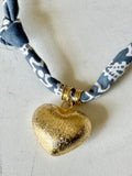 Vintaged Navy - Puff Heart Pendant