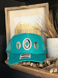 Concho "Jeweled" Trucker - [Turquoise Teal & Silver]