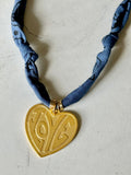 Navy Denim - Large Heart Pendant