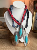 Bandana Feather Pendant Necklace