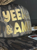 Yeehaw & Amen Trucker Hat - Mossy Oak Camo