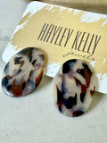 Black/Brown Blonde Tortoise Studs- (glossy)