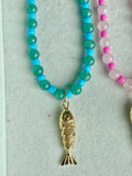 Gemstone & Gold Fish Necklaces