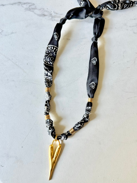 Silkies Bandana Necklace - Single Heart Pendant