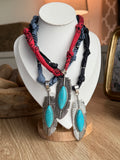 Bandana Feather Pendant Necklace