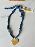 Navy Denim - Large Heart Pendant