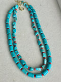 Beaded GEMSTONE Necklaces- Turquoise & Red