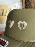 Concho "Jeweled" Trucker - [Olive & Silver]