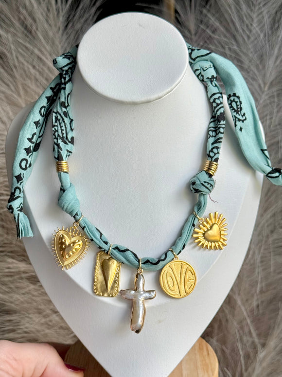 Green Bandana Charm Necklace