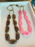 Marbled Flat Gemstone Style Necklaces (adjustable 15"-26")