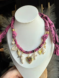 Raspberry Pink Bandana Charm Necklace