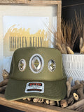 Concho "Jeweled" Trucker - [Army Green & Silver]