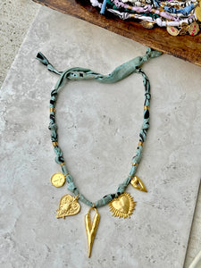 {Vintaged Olive/Turquoise} BANDANA CHARM