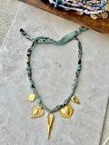 {Vintaged Olive/Turquoise} BANDANA CHARM
