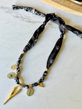 Silkies Bandana Necklace - Black & Green (5 Charms)