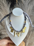 Charcoal Gray Bandana Charm Necklace