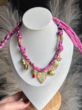 Strawberry Pink Bandana Charm Necklace
