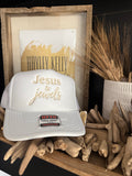 Jesus & Jewels Embroidered Trucker - [White & Champagne]