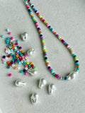 Dainty Beaded Glass Seed Bead & Barouqe Pearl Necklace
