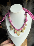 Strawberry Pink Bandana Charm Necklace