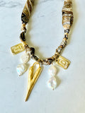 Silkies Bandana Necklace - Baroque Pearls (5 Charms)