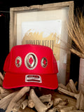 Concho "Jeweled" Trucker - [Red & Silver]