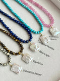 Beaded GEMSTONE & Pearl Pendant Necklaces (pick charm placement)