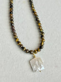 Beaded GEMSTONE & Pearl Pendant Necklaces (pick charm placement)