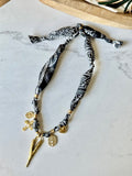 Silkies Bandana Necklace - Black & White (5 Charms)