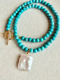 Beaded GEMSTONE & Pearl Pendant Necklaces (pick charm placement)