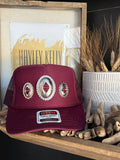 Concho "Jeweled" Trucker - [Maroon & Silver]