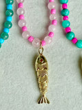 Gemstone & Gold Fish Necklaces