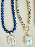 Beaded GEMSTONE & Pearl Pendant Necklaces (pick charm placement)