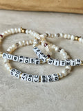 Petite Freshwater Pearl & Gemstone [Personalized] WORD BRACELETS