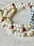 Petite Freshwater Pearl & Gemstone [Personalized] WORD BRACELETS