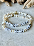 Petite Freshwater Pearl & Gemstone [Personalized] WORD BRACELETS