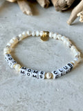 Petite Freshwater Pearl & Gemstone [Personalized] WORD BRACELETS